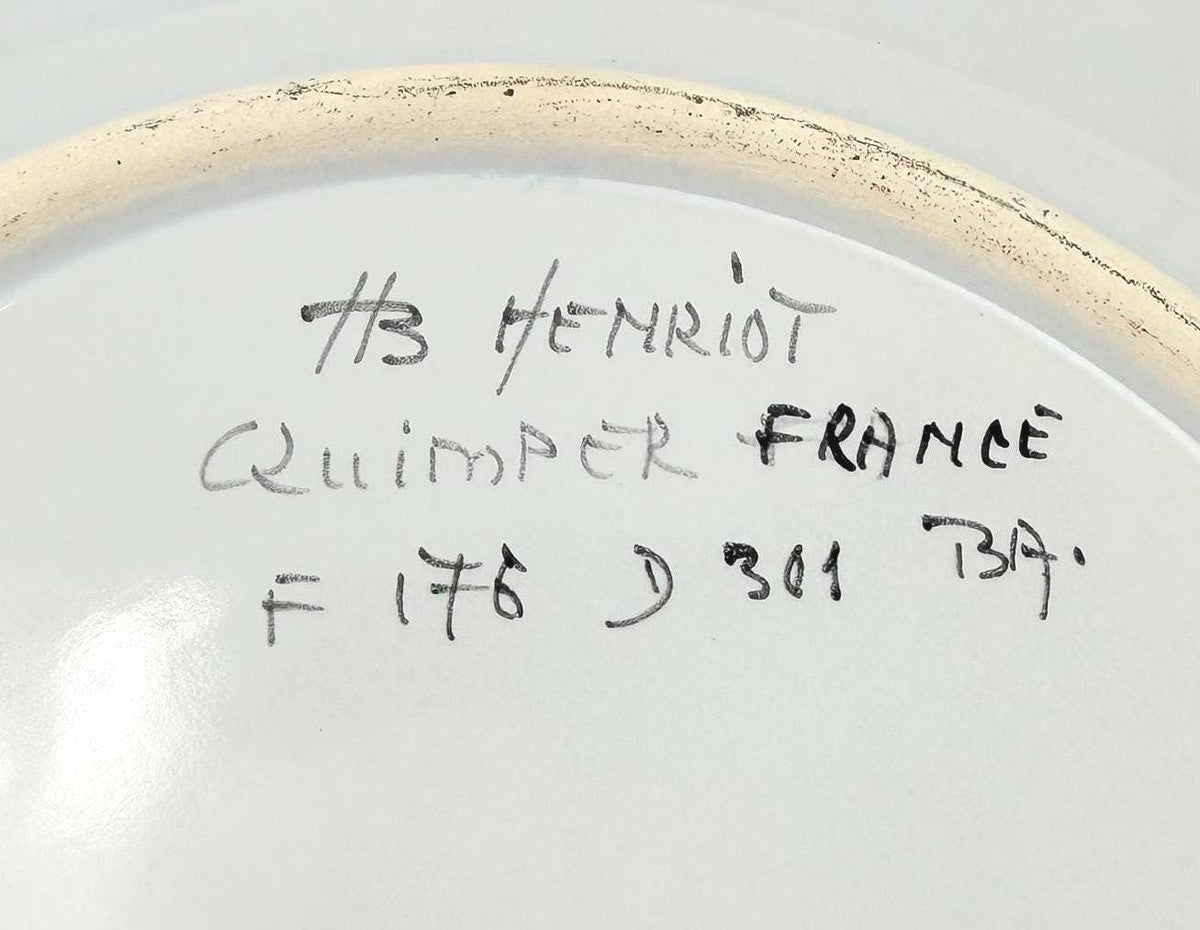 Vintage HB Henriot Quimper French Faience Plates  Hand-Painted Breton Folk Art  Set of 2