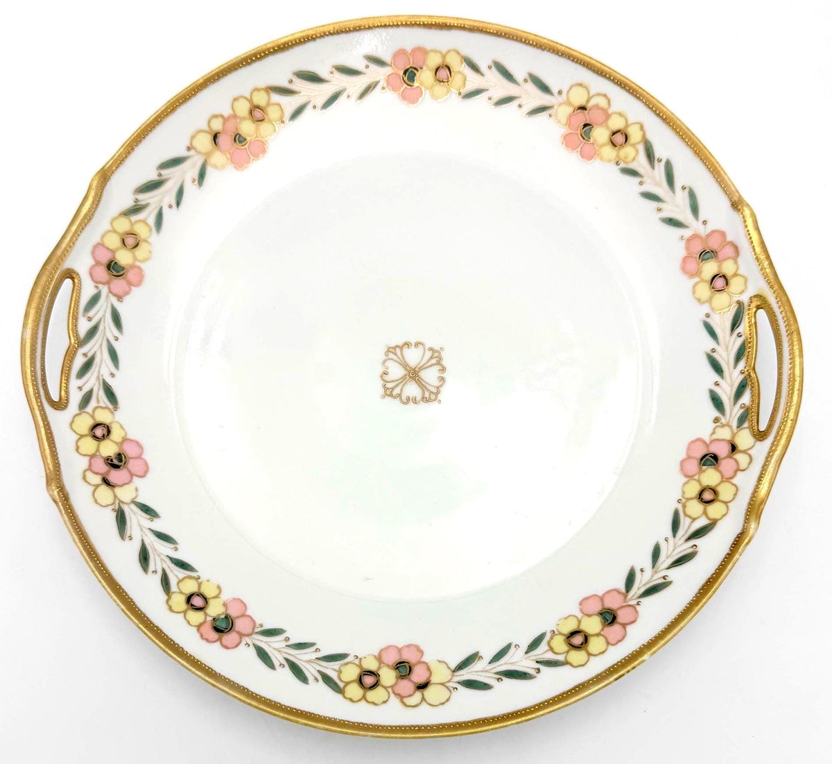 Antique Nippon Hand Painted Floral Serving Plate | Morimura Brothers | Circa 19111921 | Raised Gold Gilt Handles