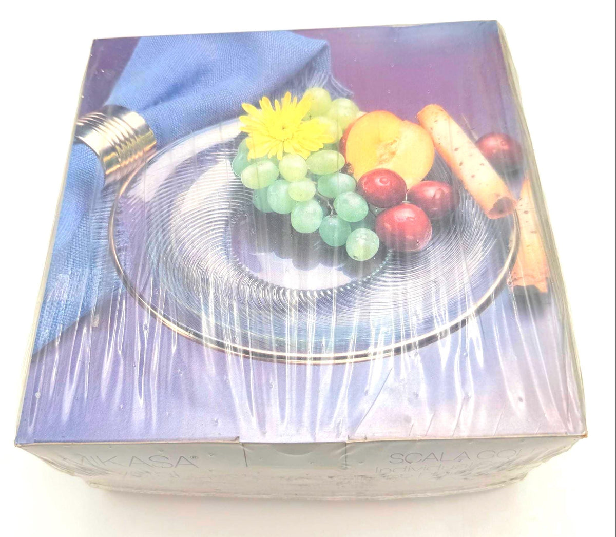 Set of 4 Brand New Vintage Mikasa Scala Gold Crystal Salad Canapé Plates, New Old Stock