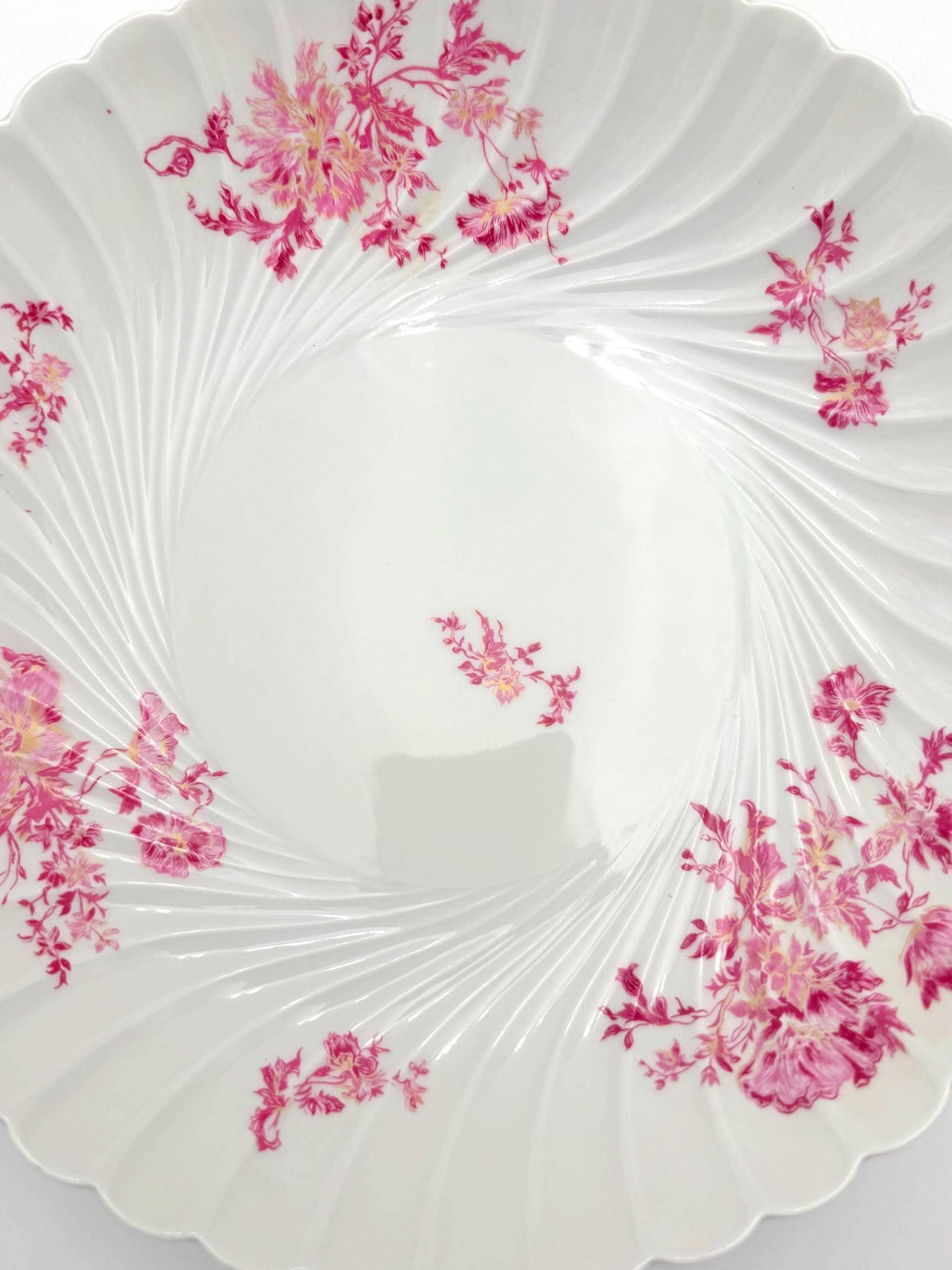 Vintage Haviland Limoges Pink Floral Porcelain Serving Bowl | French Torse Scalloped Bowl | 11" | Cottagecore Grandmillennial