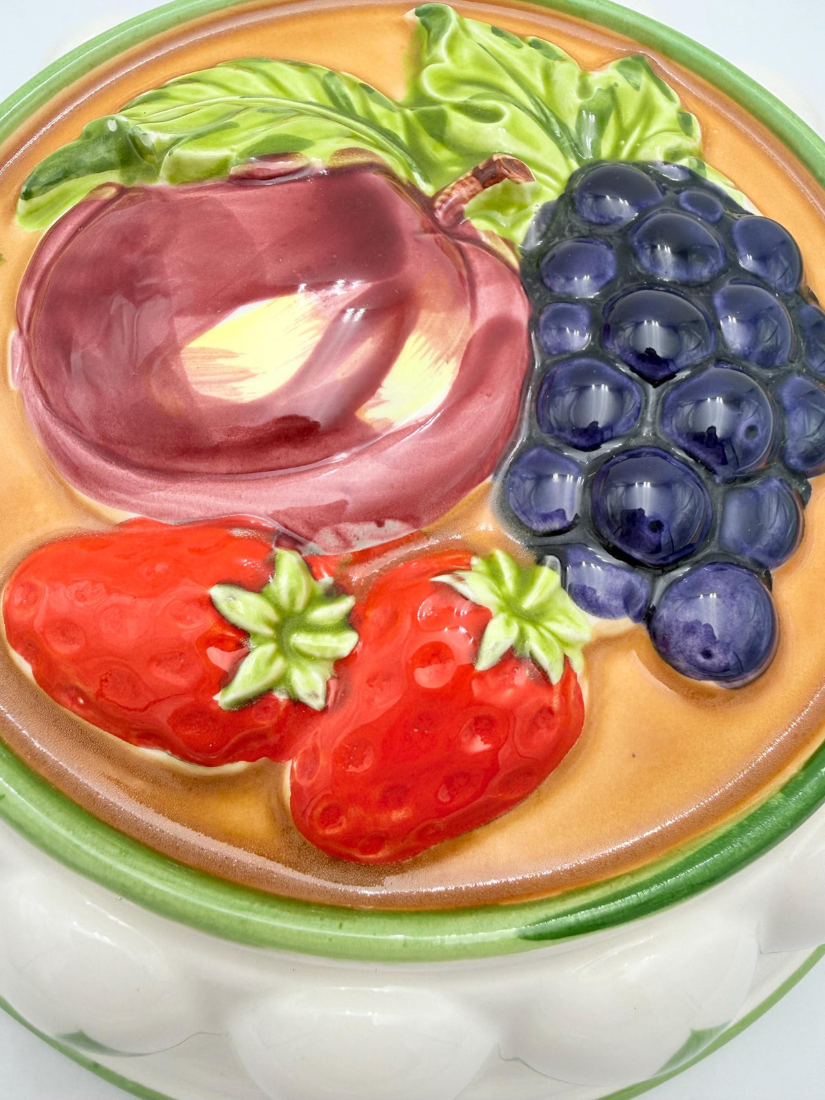 Vintage Gailstyn-Sutton for Towle Hand-Painted Ceramic Fruit Mold  1980s Japan Cottagecore Kitchen Wall Décor