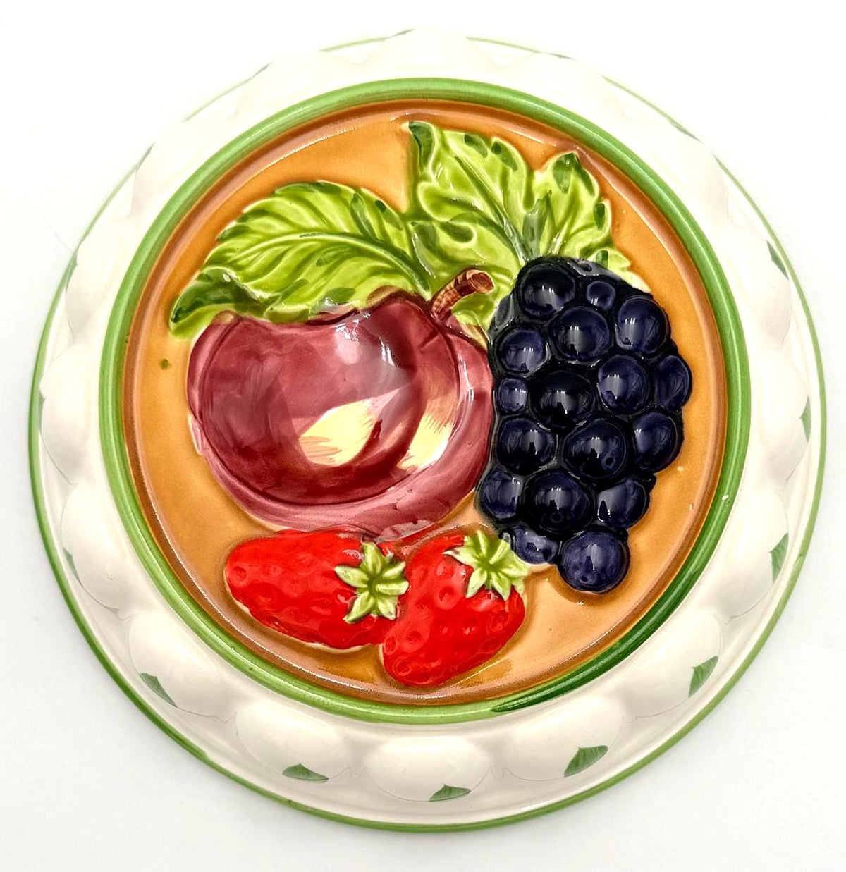 Vintage Gailstyn-Sutton for Towle Hand-Painted Ceramic Fruit Mold  1980s Japan Cottagecore Kitchen Wall Décor
