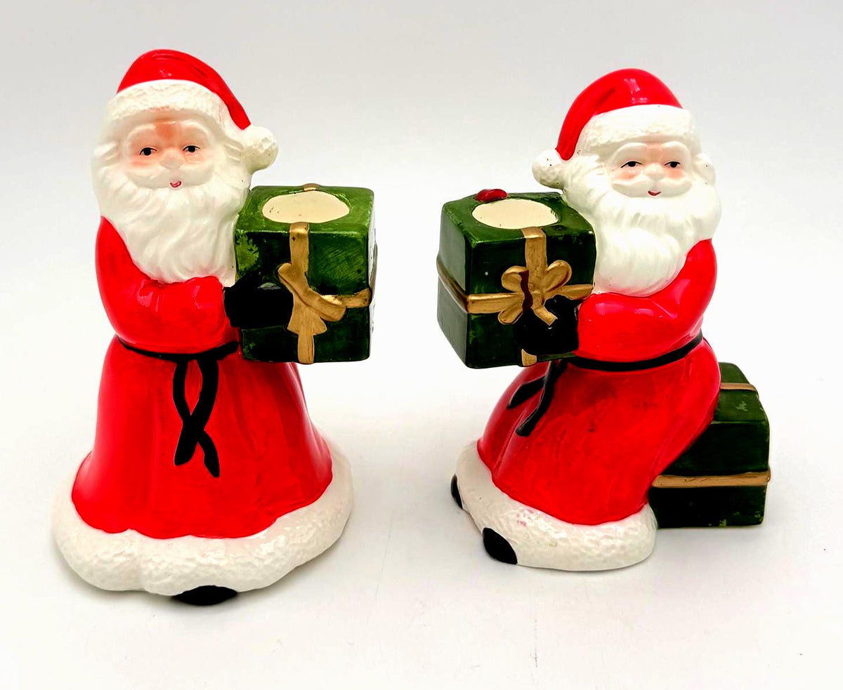 Vintage 1986 Fitz & Floyd Santa Claus Candleholders  Set of 2 | Christmas Collectibles