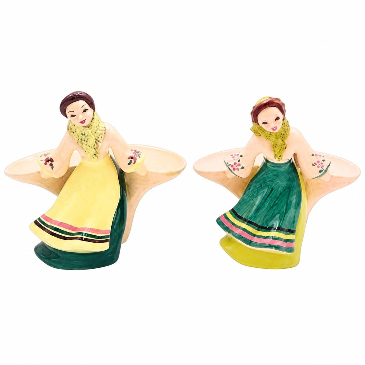 1940s Kaye of Hollywood California Pottery Figural Planters Pair, Models 351 & 403