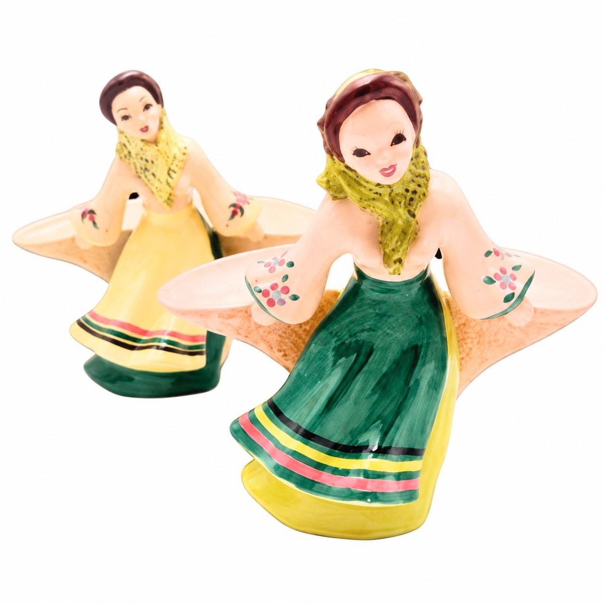 1940s Kaye of Hollywood California Pottery Figural Planters Pair, Models 351 & 403