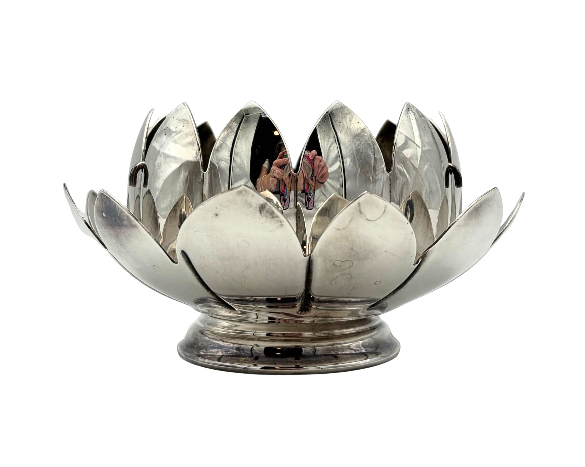 VINTAGE REED BARTON SILVERPLATE LOTUS FLOWER FROG CENTERPIECE
