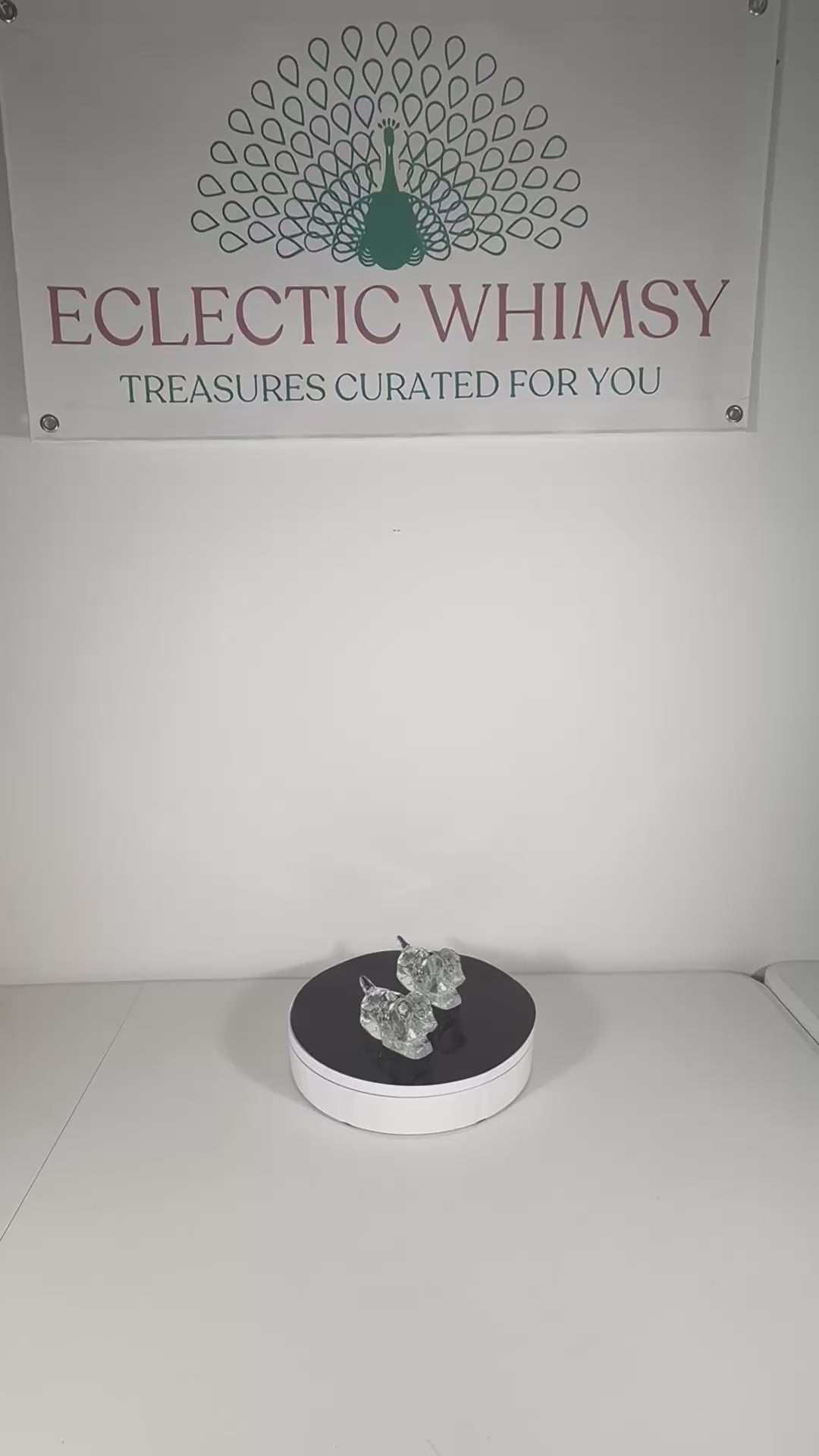 Pair of vintage heavy lead crystal candlestick holders shaped like sitting puppies.