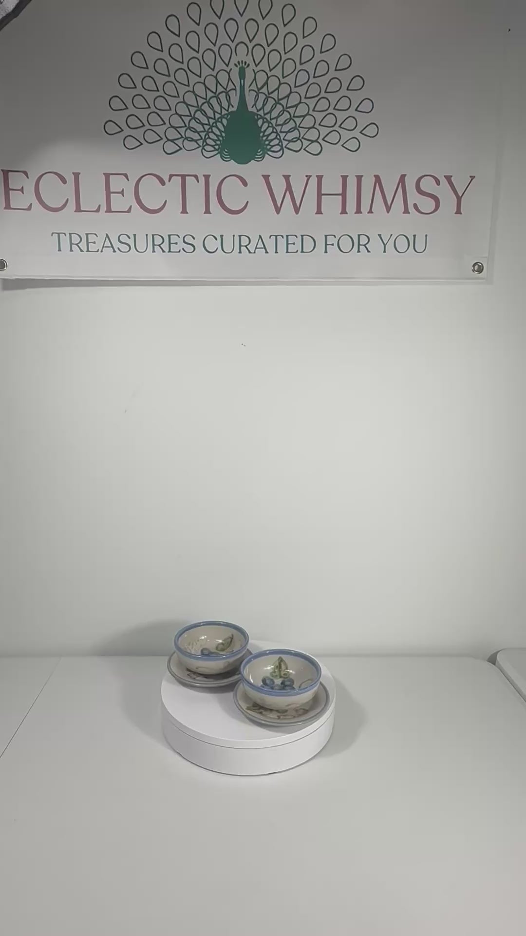 Set of 2 vintage John B. Taylor bowls with matching plates featuring a raised purple grape and leaf design.