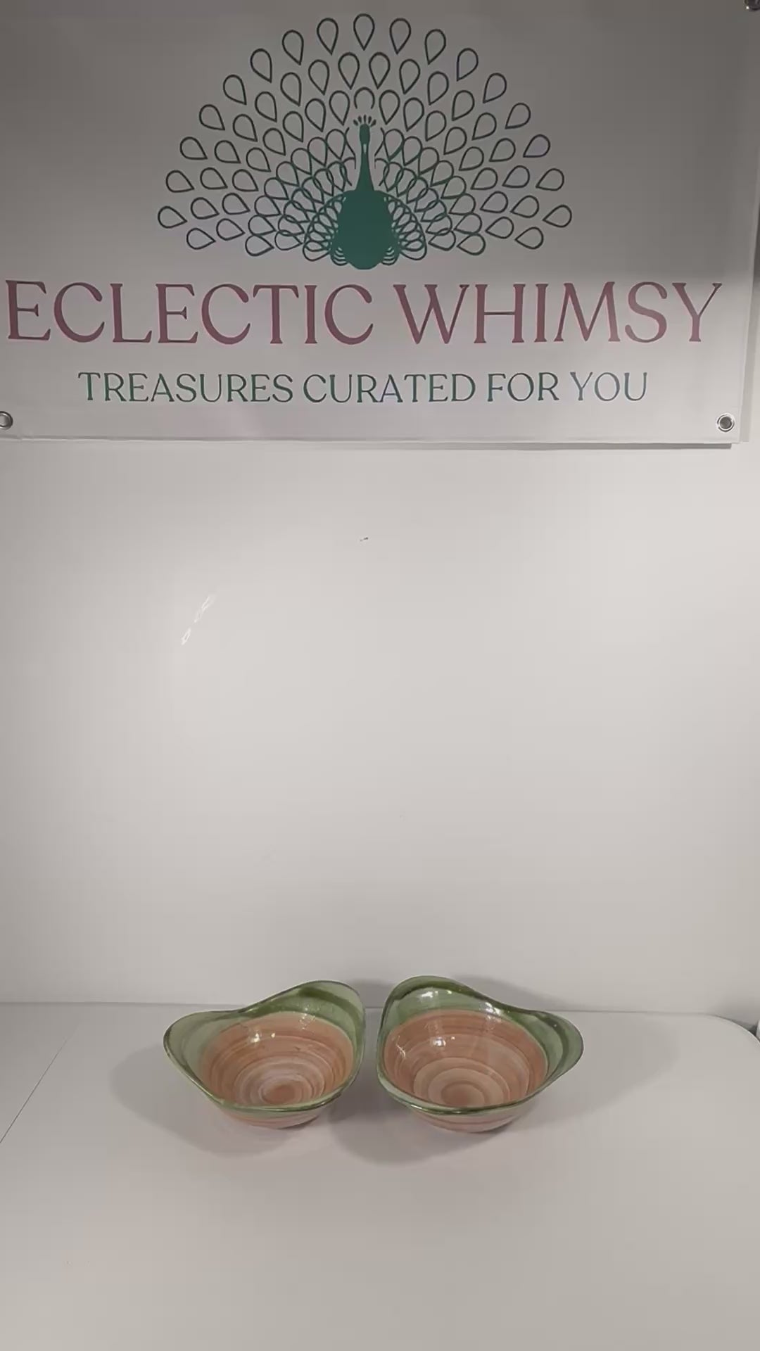 Pair of 1950s John B. Taylor Harvest pattern ceramic mugs in earthy brown and cream glazes.