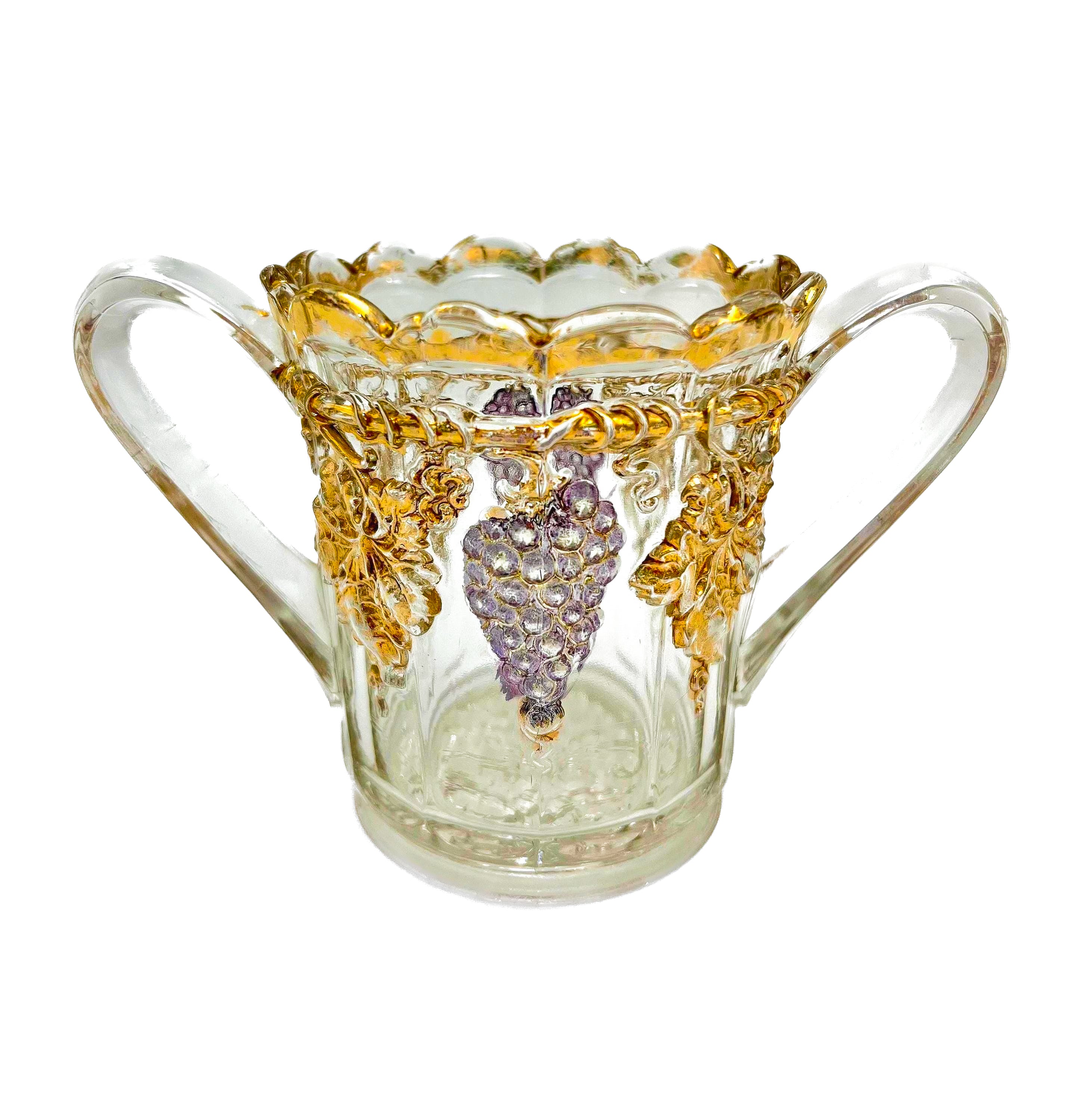 Antique Early American Pattern Glass (EAPG) brunch set featuring a detailed grape and leaf relief.