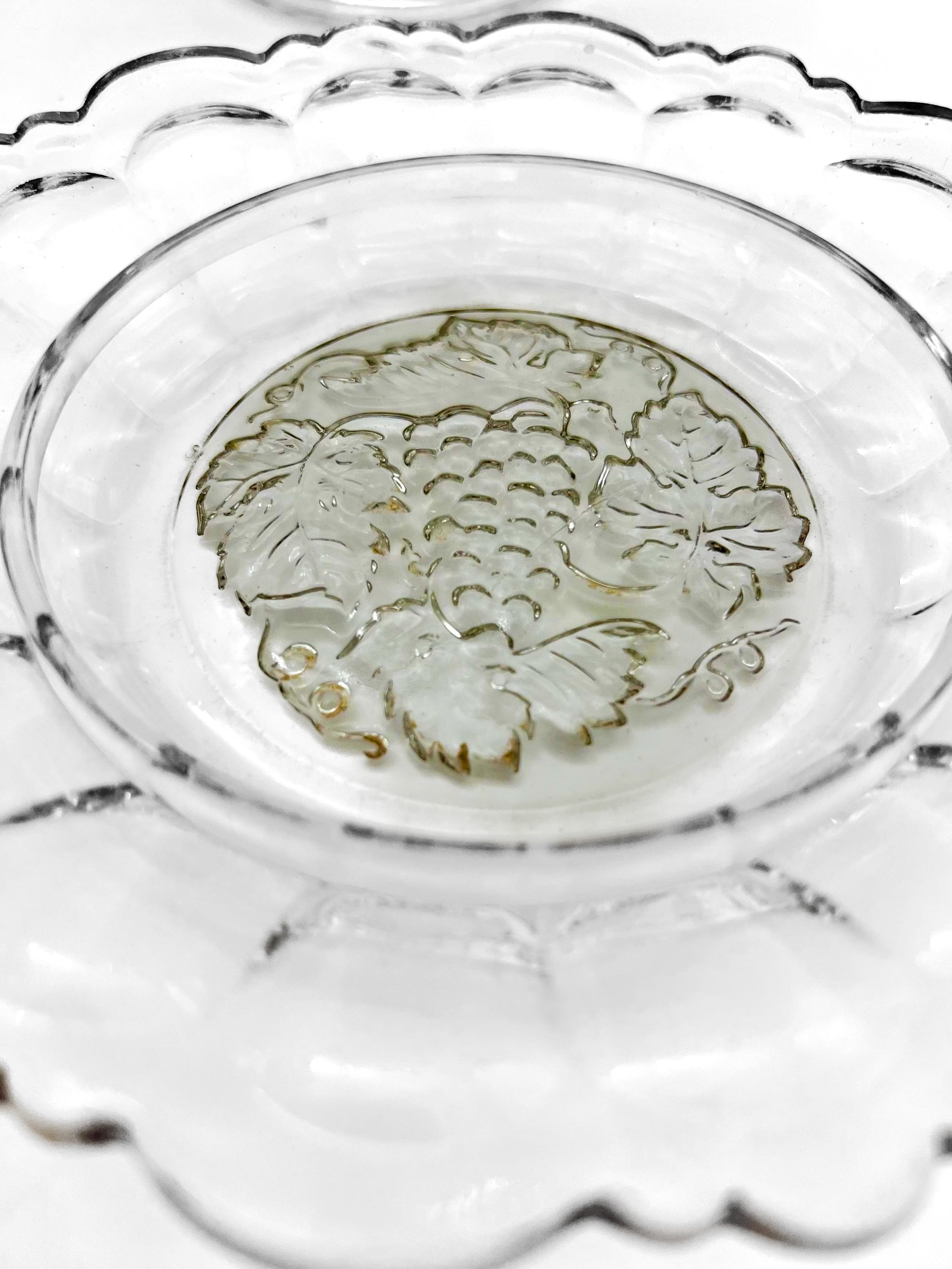 Antique Early American Pattern Glass (EAPG) brunch set featuring a detailed grape and leaf relief.