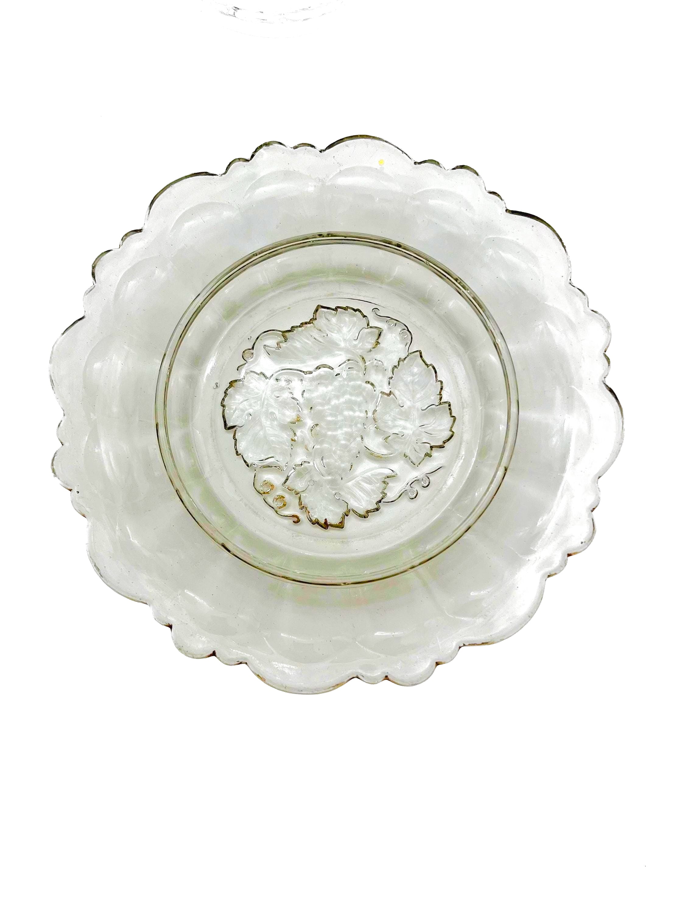 Antique Early American Pattern Glass (EAPG) brunch set featuring a detailed grape and leaf relief.