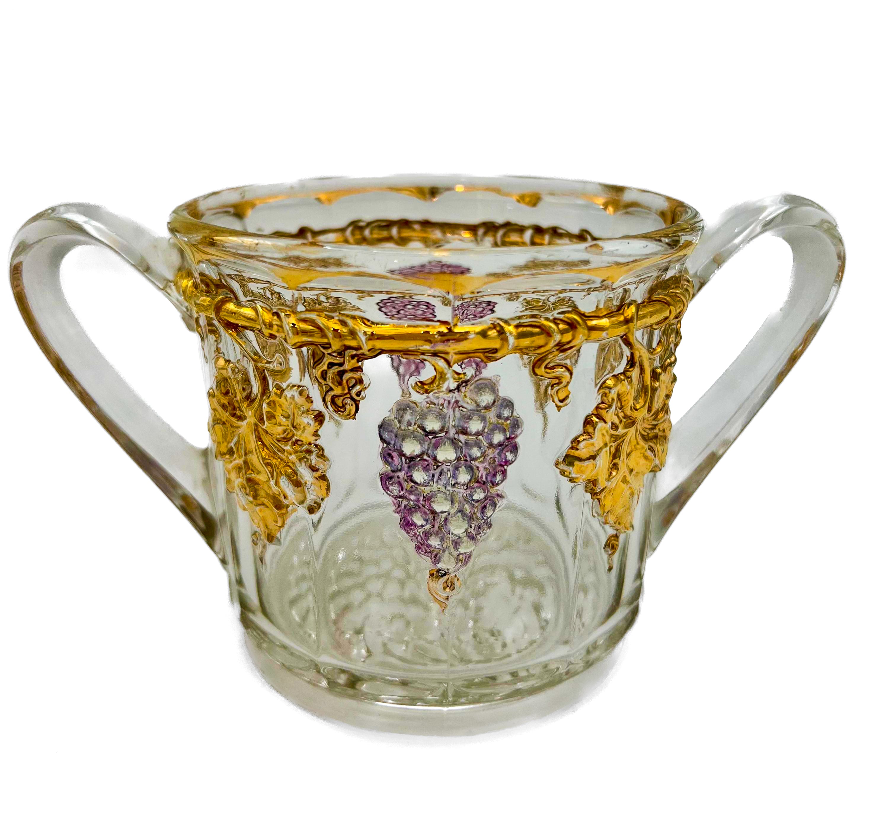 Antique Early American Pattern Glass (EAPG) brunch set featuring a detailed grape and leaf relief.