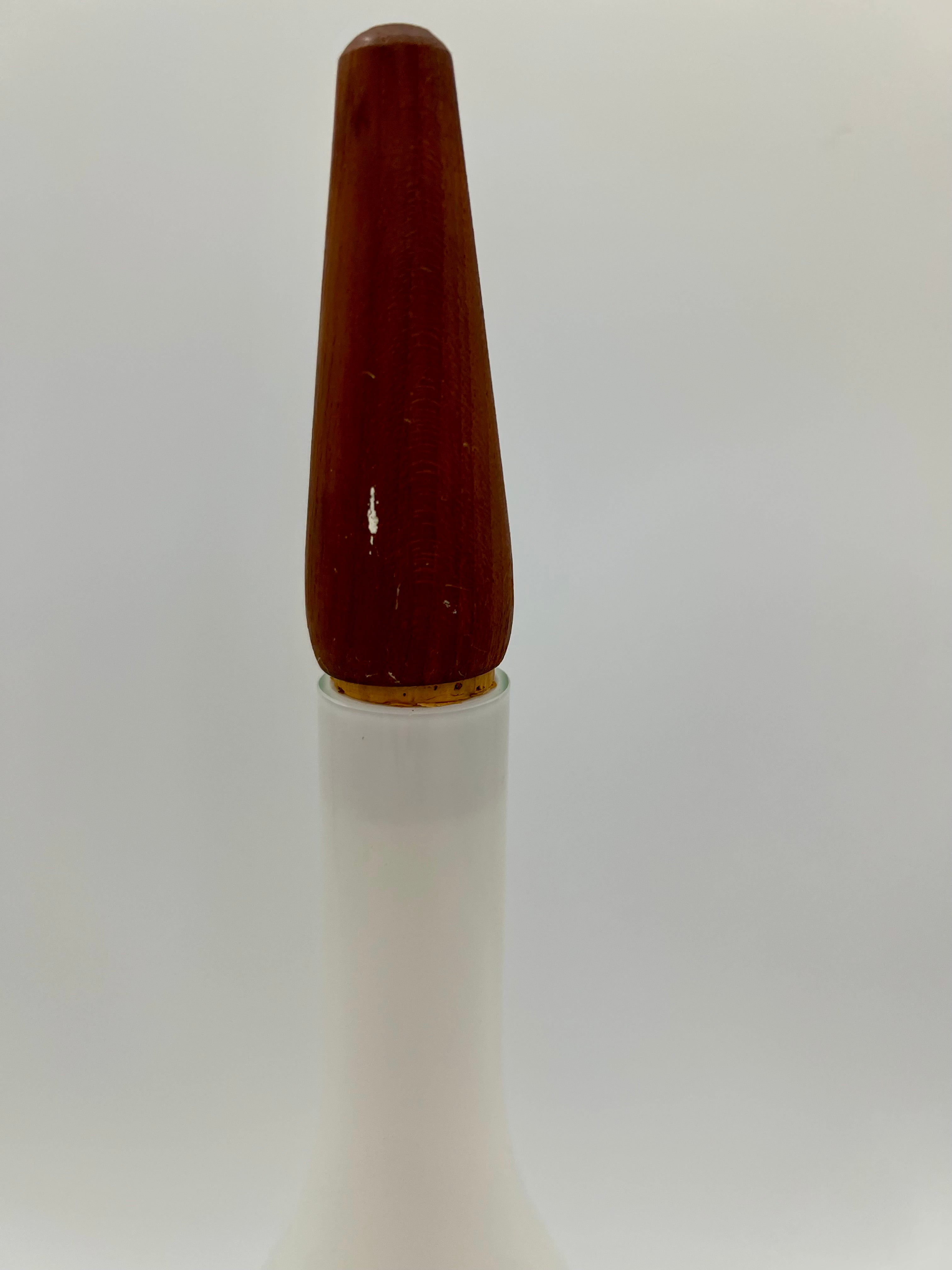 VINTAGE RAYMOR ITALIAN ART GLASS DECANTER – MID CENTURY MODERN OPAL GLASS WITH WOOD STOPPER