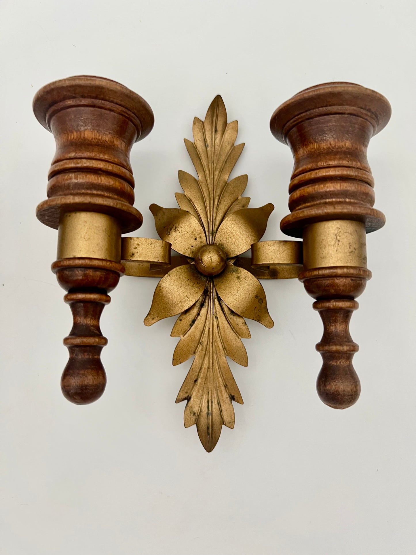PAIR OF 1970s DOUBLE CANDLE HOLDER WALL SCONCES