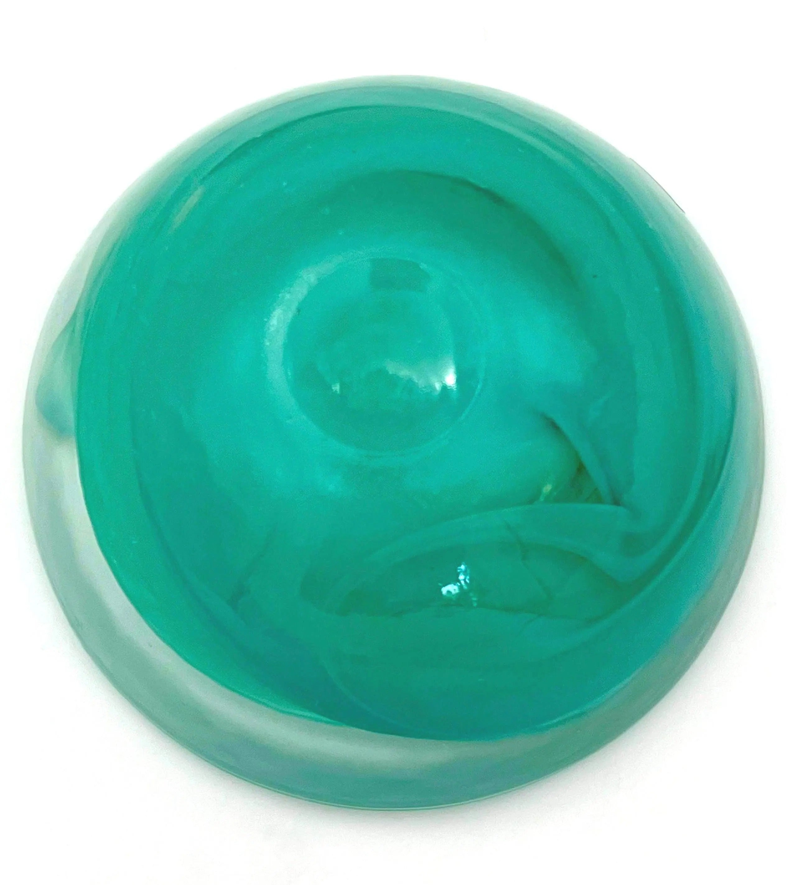 Vintage mouth-blown Kosta Boda glass tea light holder in a translucent teal color.
