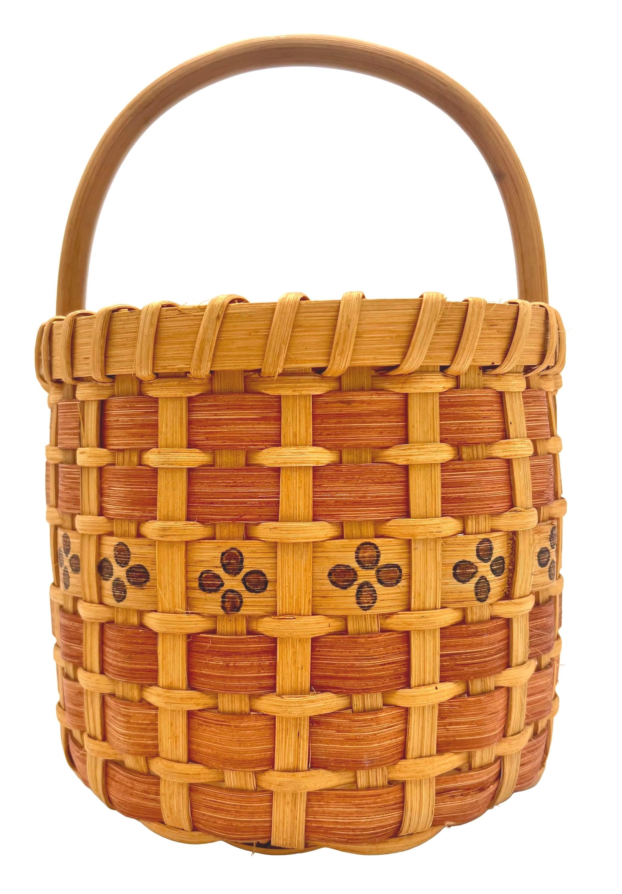 One-of-a-kind vintage artist-signed basket featuring intricate handmade weaving and natural materials.