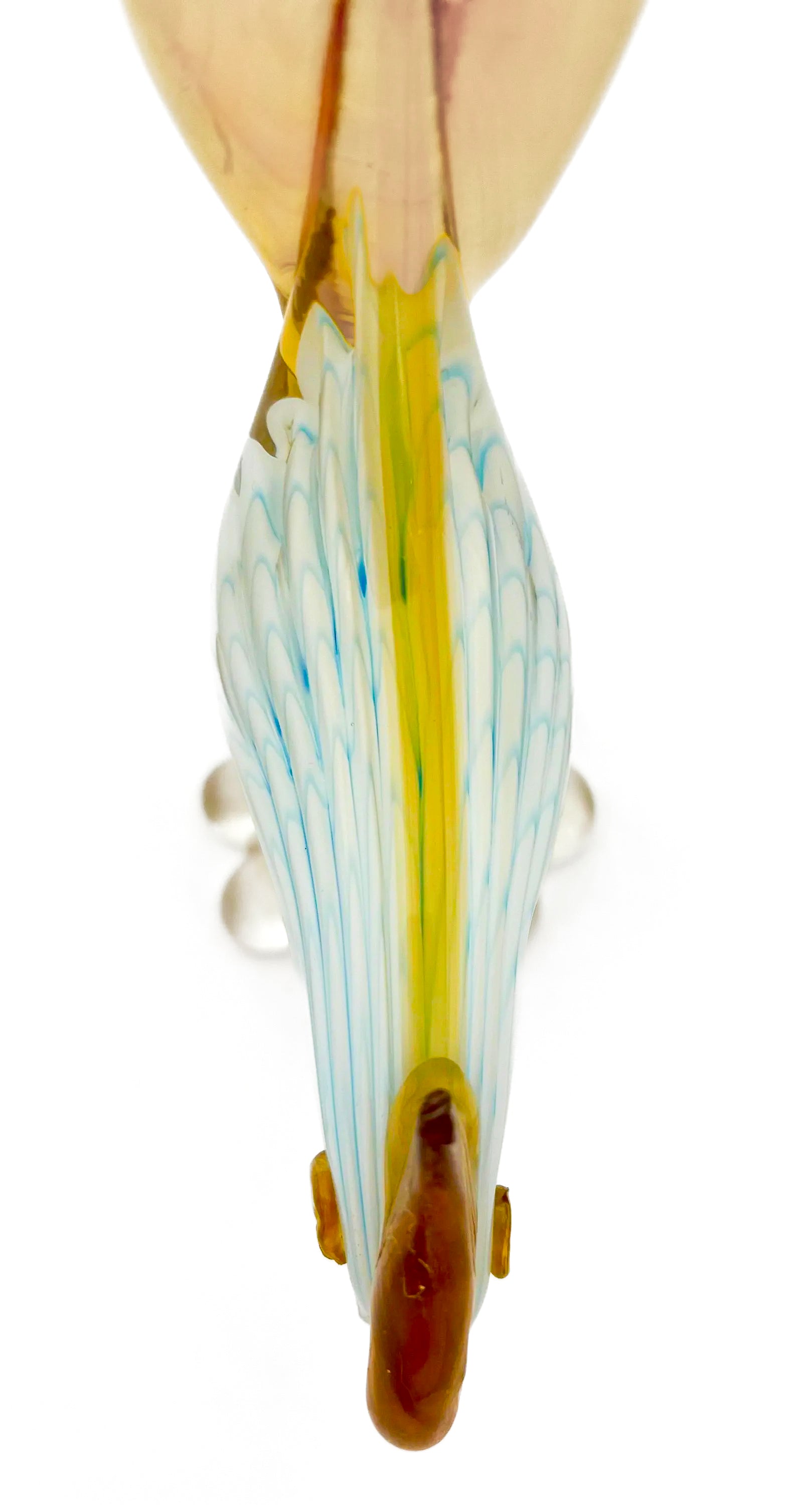 Small decorative vintage figurine of a bird made from delicately hand-blown clear glass.